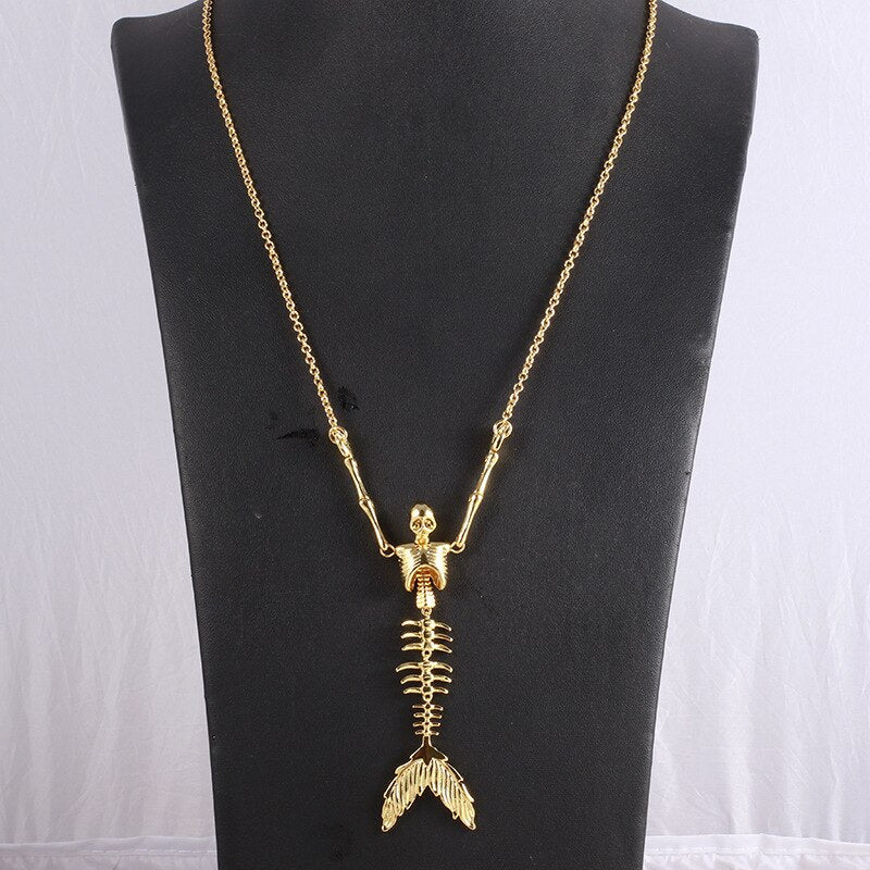 Gothic Mermaid Skull Necklace