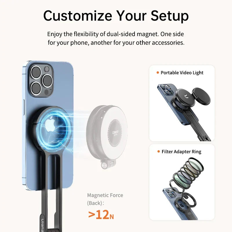 Pocket Size Clip-On Magnetic Foldable Tripod