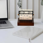 Mid-Century Rotating Wooden Perpetual Desk Calendar