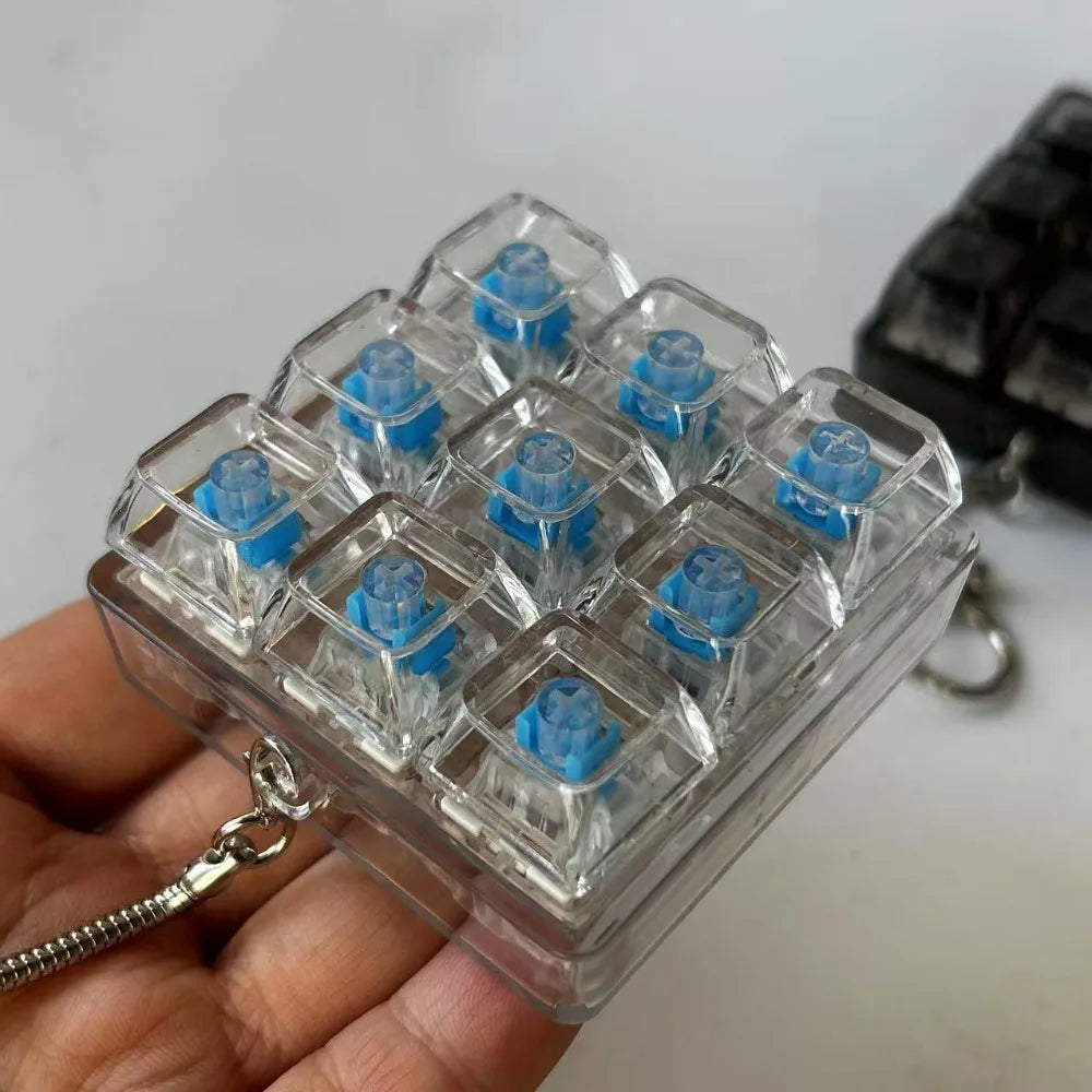 Mechanical Cube Click Fidget Keychain