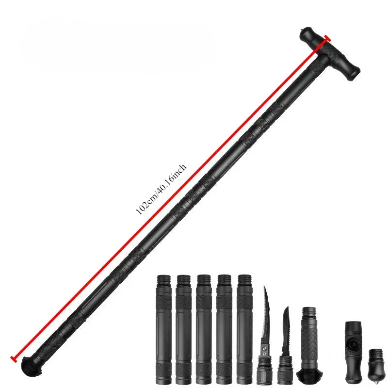 Tungsten Steel Multifunctional Foldable Self-Defense Walking Stick
