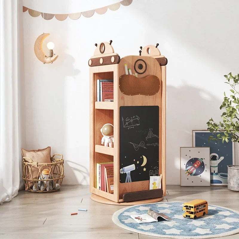 Cosmic Robot Wooden Kids Rotating Bookshelf