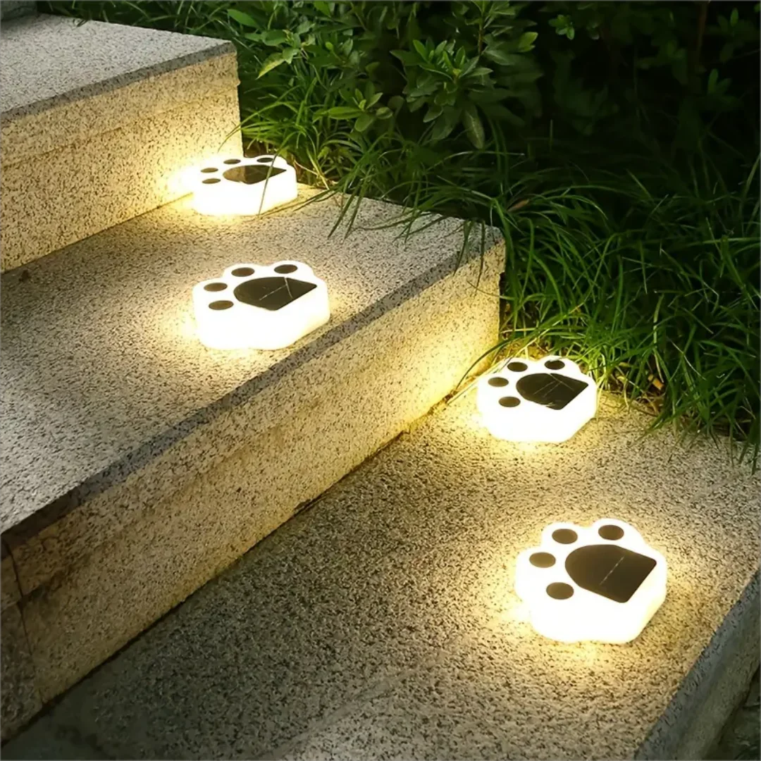 Glowing Paw LED Solar Pathway Outdoor Lights