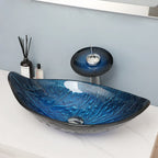 Oval Vessel Tempered Glass Waterfall Faucet Combo Sink