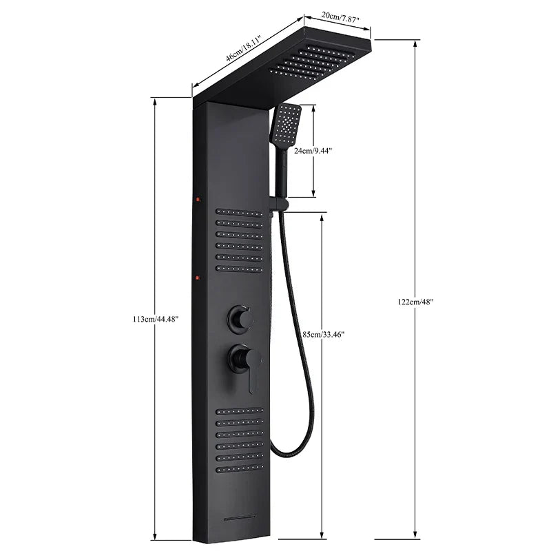 Rainfall Multi-Jet Panel Adjustable Pressure Shower Set