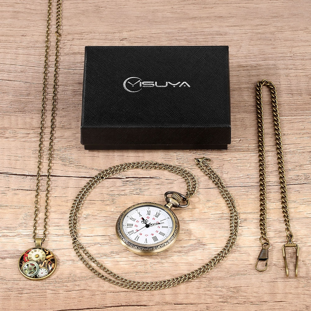 Digital Stainless Steel Pocket Watch Gift Set