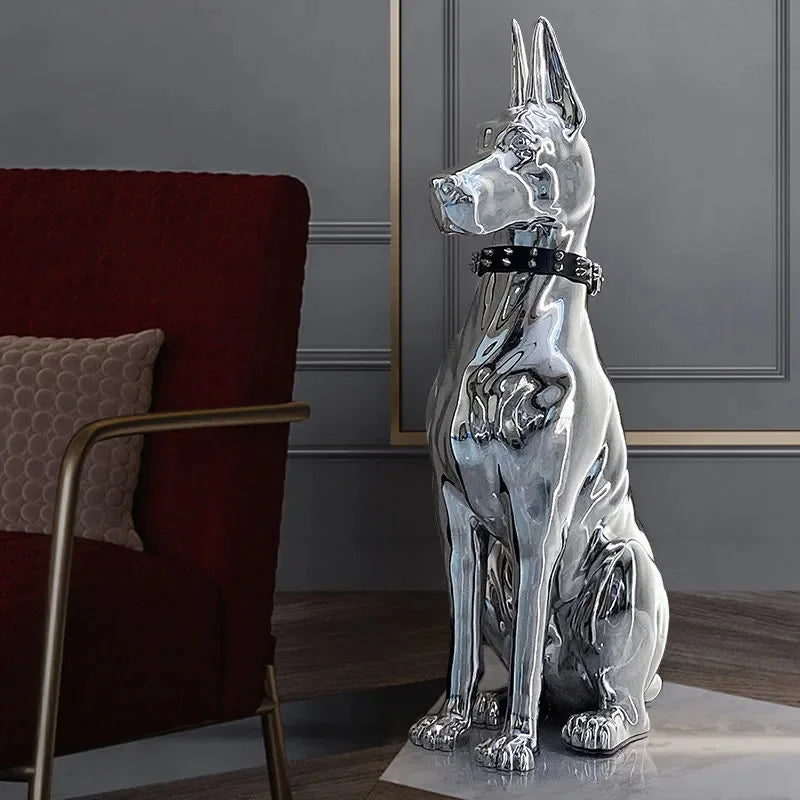 Shiny Doberman Elegant Floor Sculpture