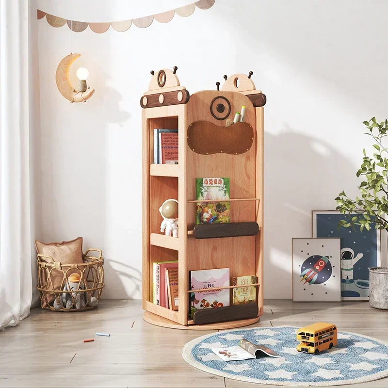 Cosmic Robot Wooden Kids Rotating Bookshelf