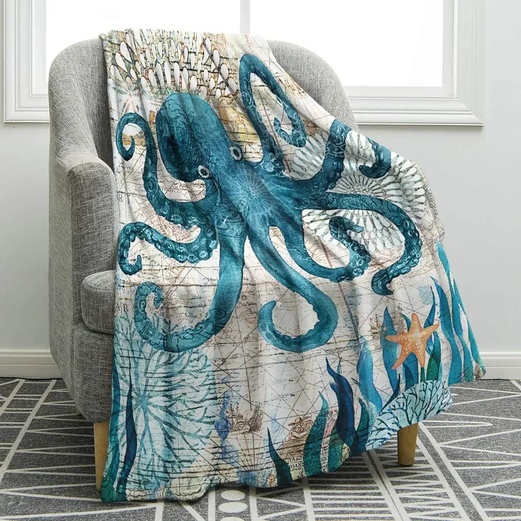 Sea Life Ocean Throw Octopus Blanket