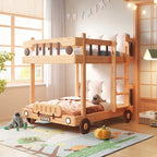 Cute Bus Two-Level Playhouse Wooden Bunk Bed