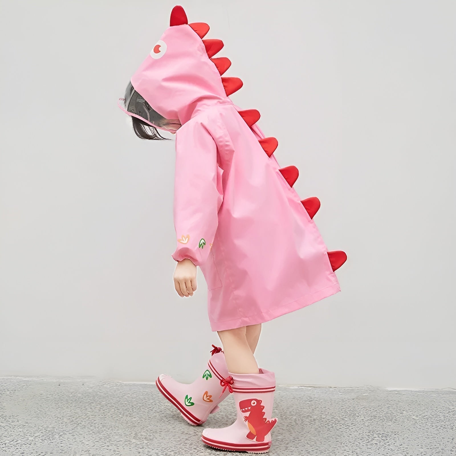 Happy Dinosaur Outdoor Hooded Kids Raincoat