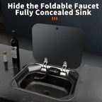 Hidden Foldable Faucet Stainless Steel Kitchen Sink