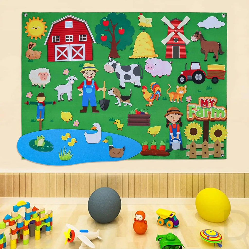 Interactive Early Learning Farm Animals Felt Story Board Set