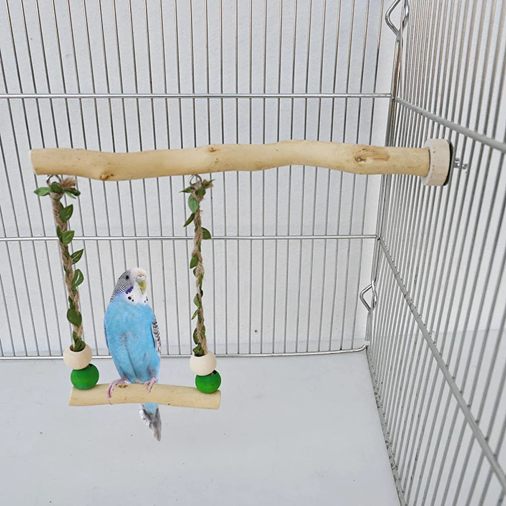Natural Wood Hanging Bird Swing