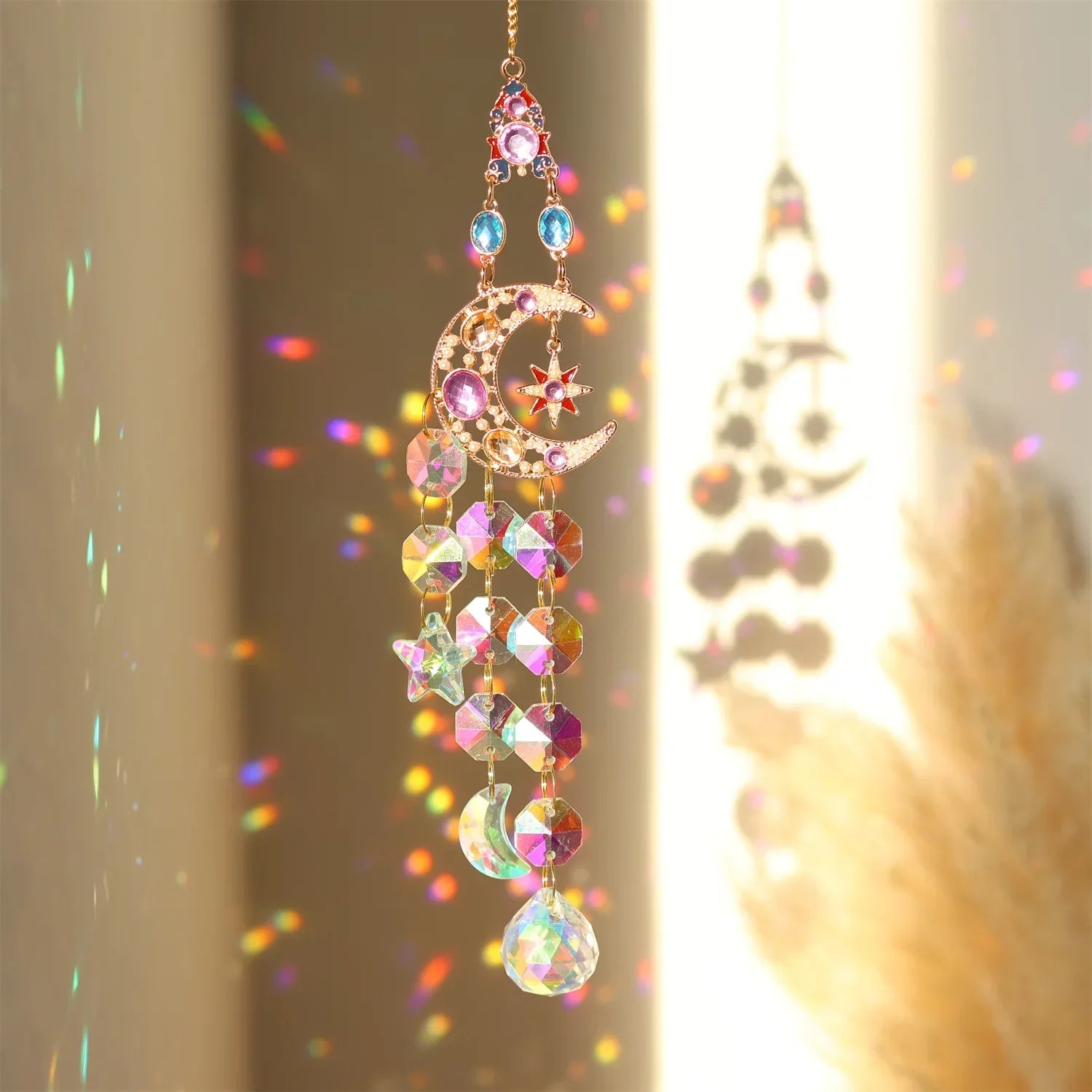 Radiant Moonlit Quartz Prism Suncatcher