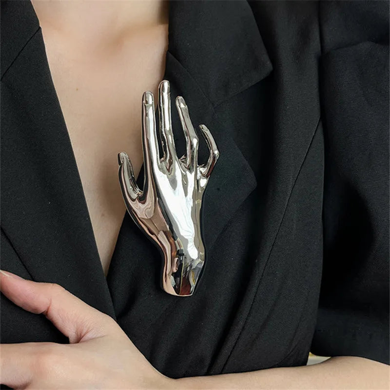 Hand Accent Art Brooch Pin