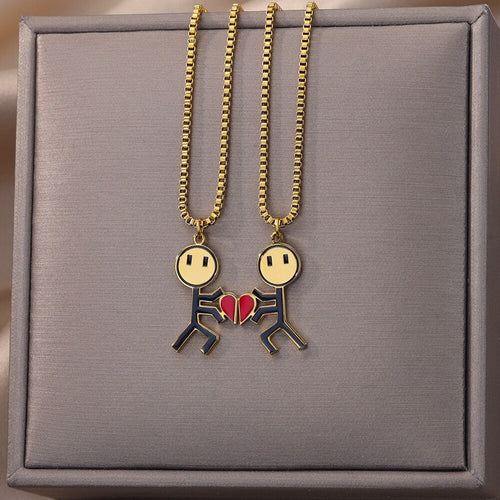 2pcs Double Love Heart Necklace