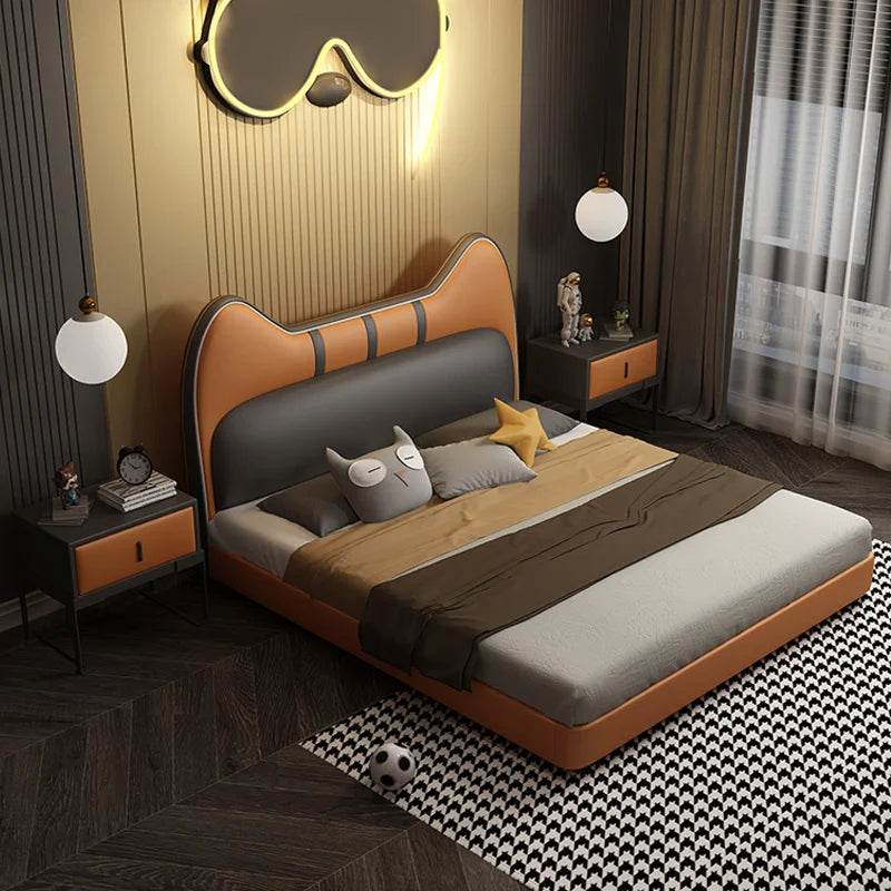 Fancy Cat Leather Modern Kids Bed