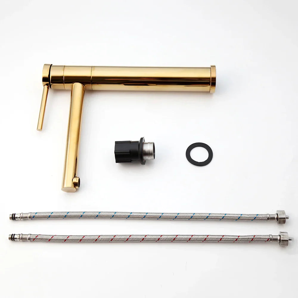 Golden Plated Vessel Stream Brass Elegant Faucet
