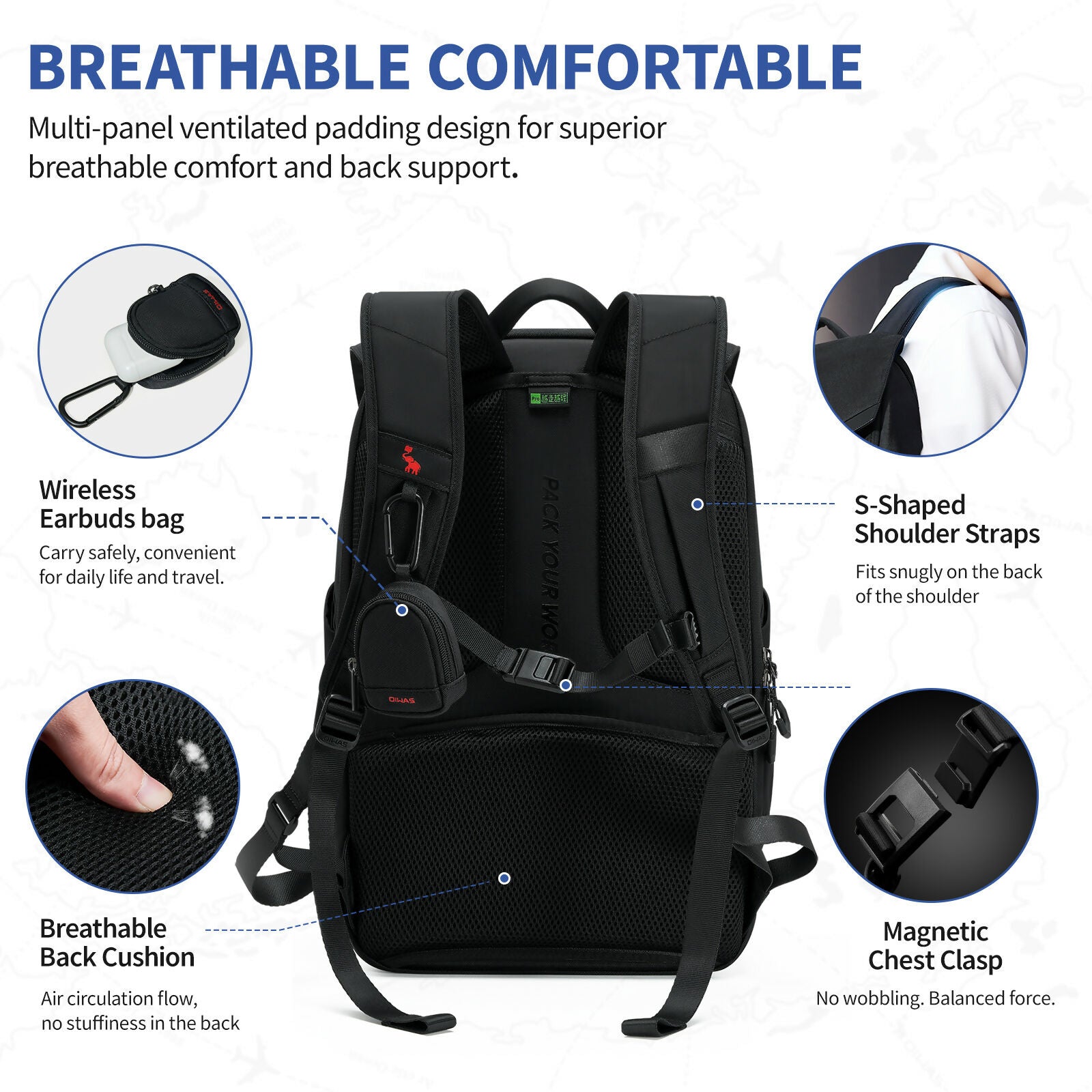 OIWAS Weight Reduction Function 16” Laptop Backpack