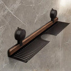 Over Sink Suction Cup Walnut Bathroom Rack