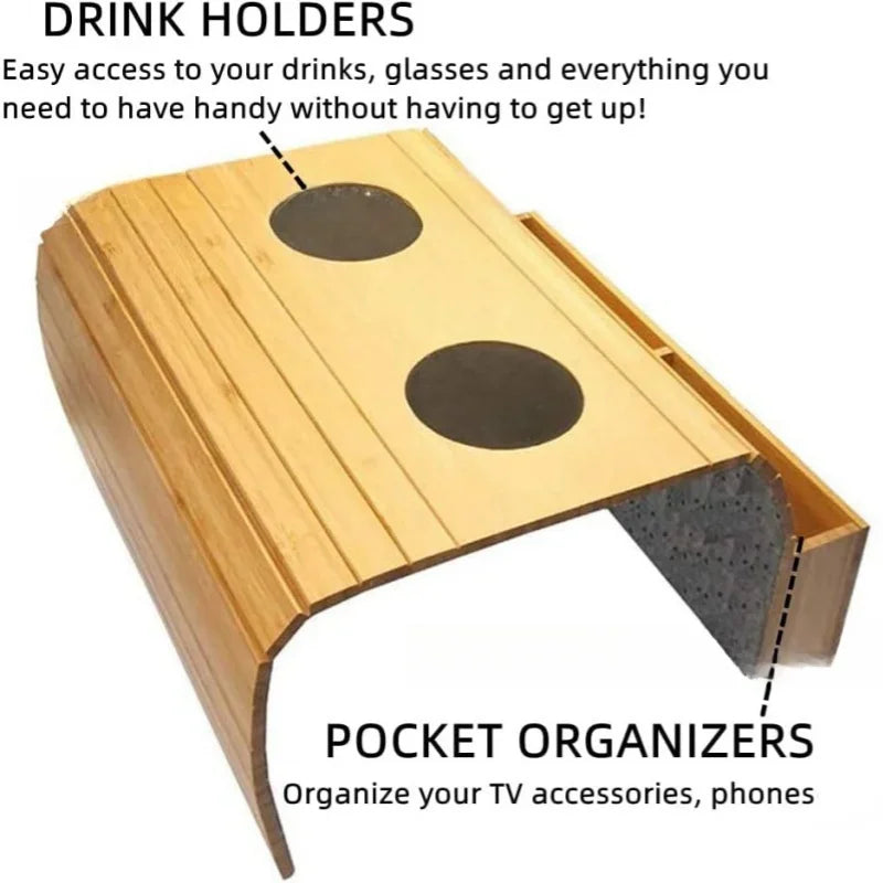 Minimalist Bamboo Sofa Armrest Organizer