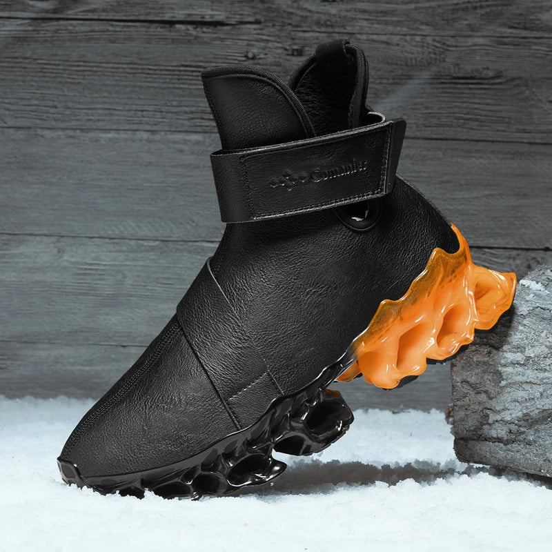 Hybrid Black Orange Ergonomic Adventure Ankle Boots