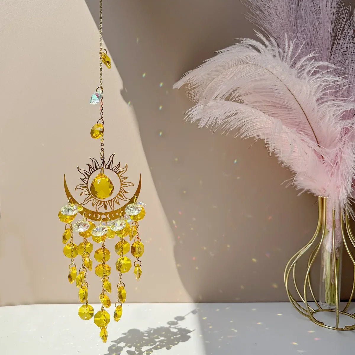 Radiant Moonlit Quartz Prism Suncatcher