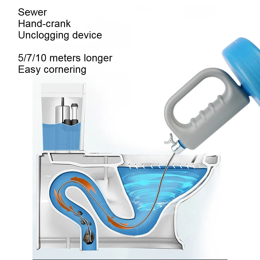 Manual Hand-Crank Drain Snake Shape Plumbing Tool