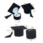 Graduation Cap Shaped Flannel Jewelry Ring Storage Box