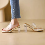 Ultra Soft Transparent Women High Heel Slippers
