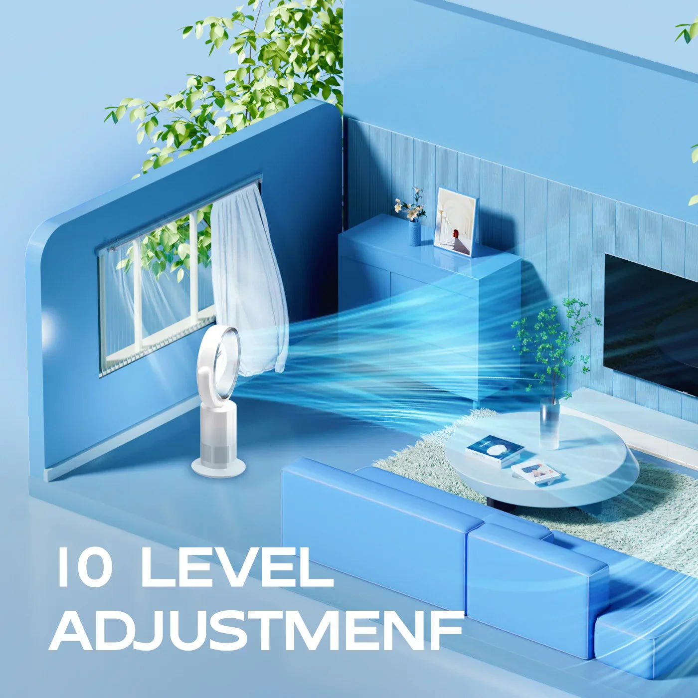 Hyper Flow 3D Hologram Bladeless Fan Projector