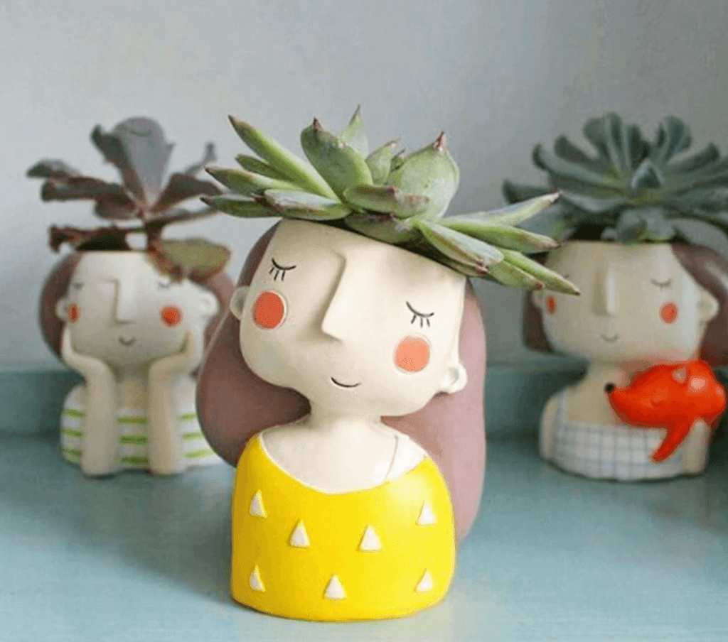 Cute Girl Flowerpot Home Decor Vase