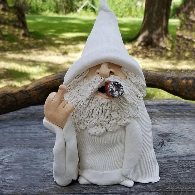 Angry Middle Finger Garden Gnome Decor