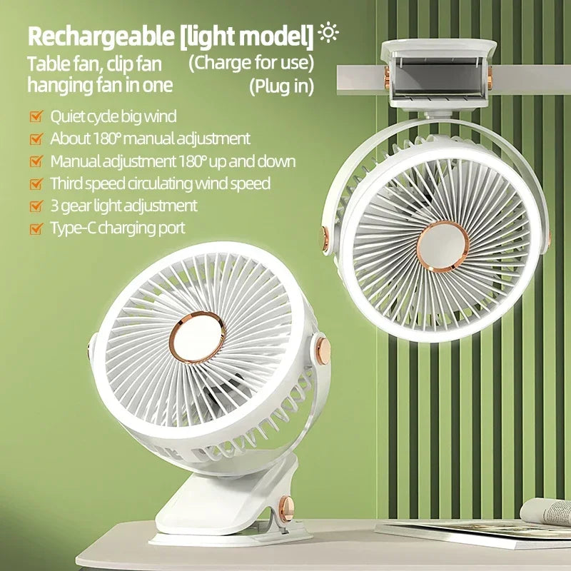 Multi-Angle Outdoor Clip-On Rechargeable Cooling Fan