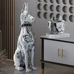 Shiny Doberman Elegant Floor Sculpture
