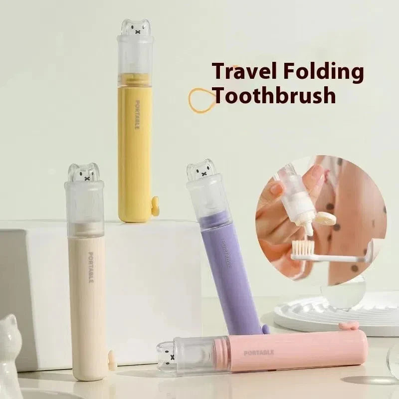 2in1 Cute Bear Travel Kids Toothbrush Set