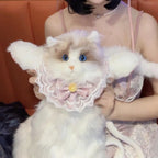Realistic Cute Plush Cat Backpack