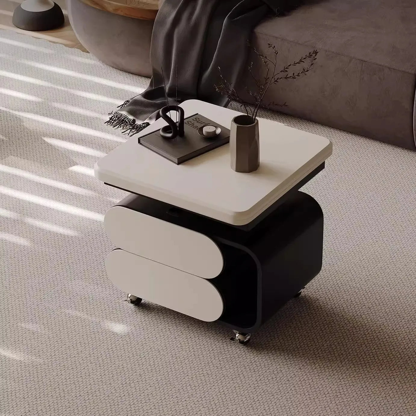 Modern Nordic Height Adjustable Hidden Drawers Coffee Table