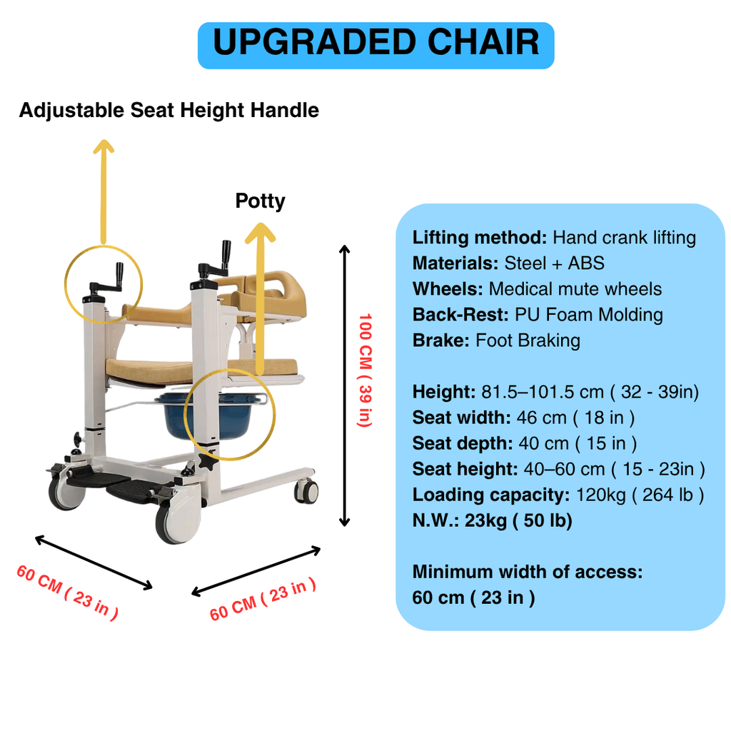 Elderly Patient Transfer Lift Handicapped Wheelchair
