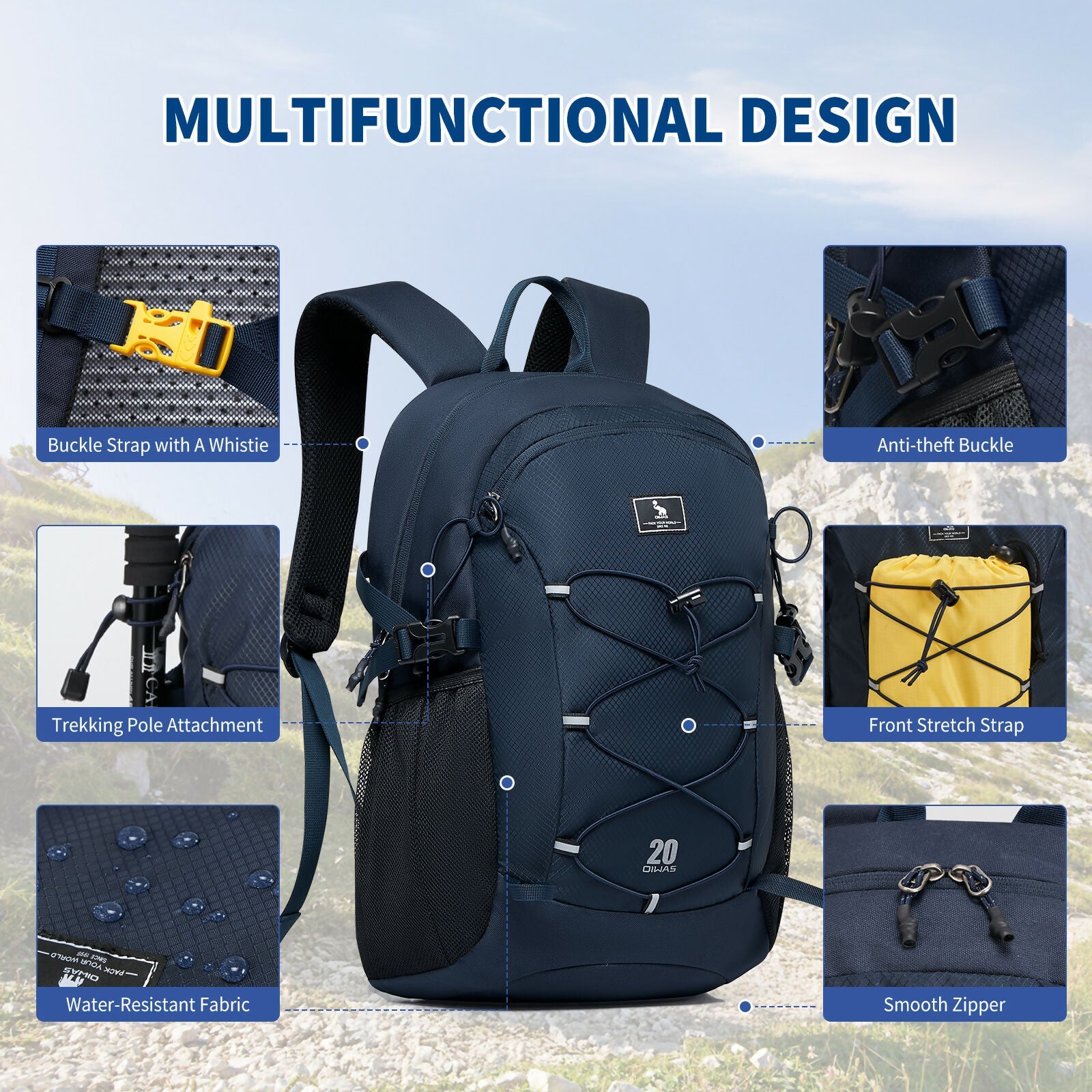 OIWAS 20L Lightweight Outdoor Hiking Backpack