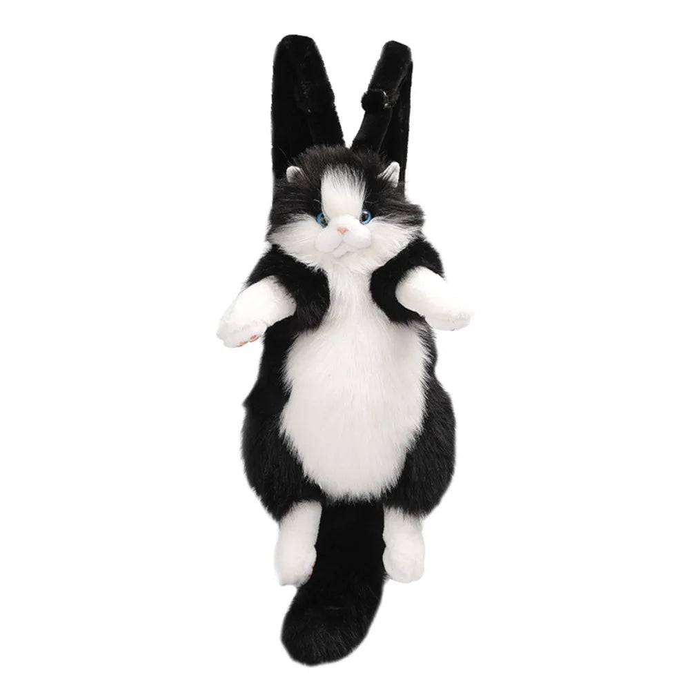 Realistic Cute Plush Cat Backpack