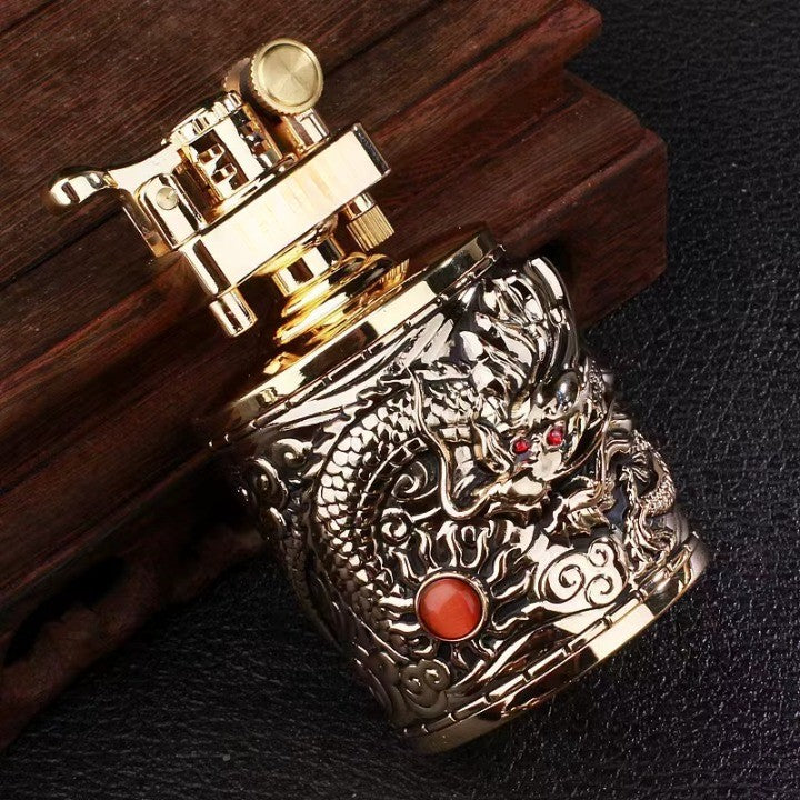 Vintage Dragon Carved Metallic Lighter
