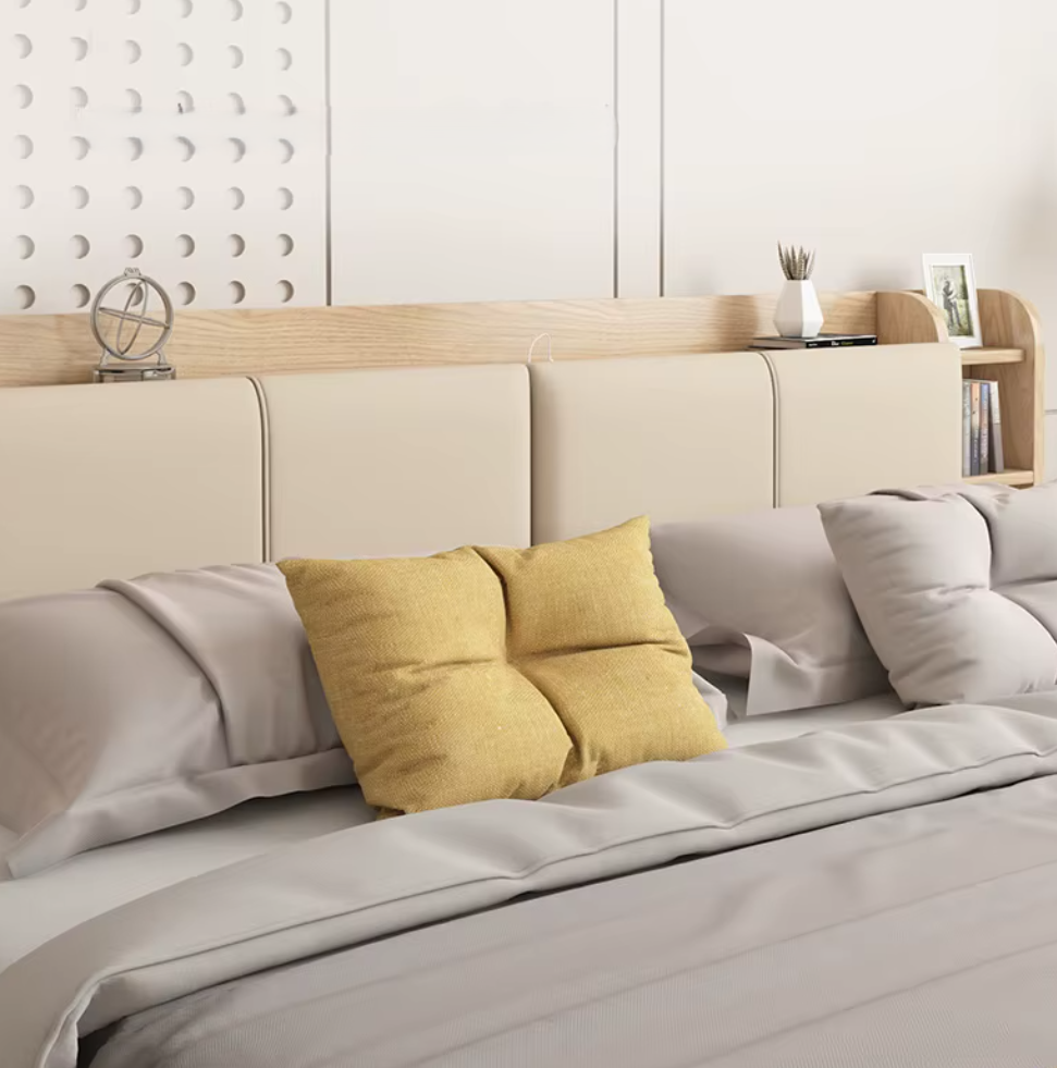 Hidden Compartment Lift-Up Storage Bookshelf Platform Bed