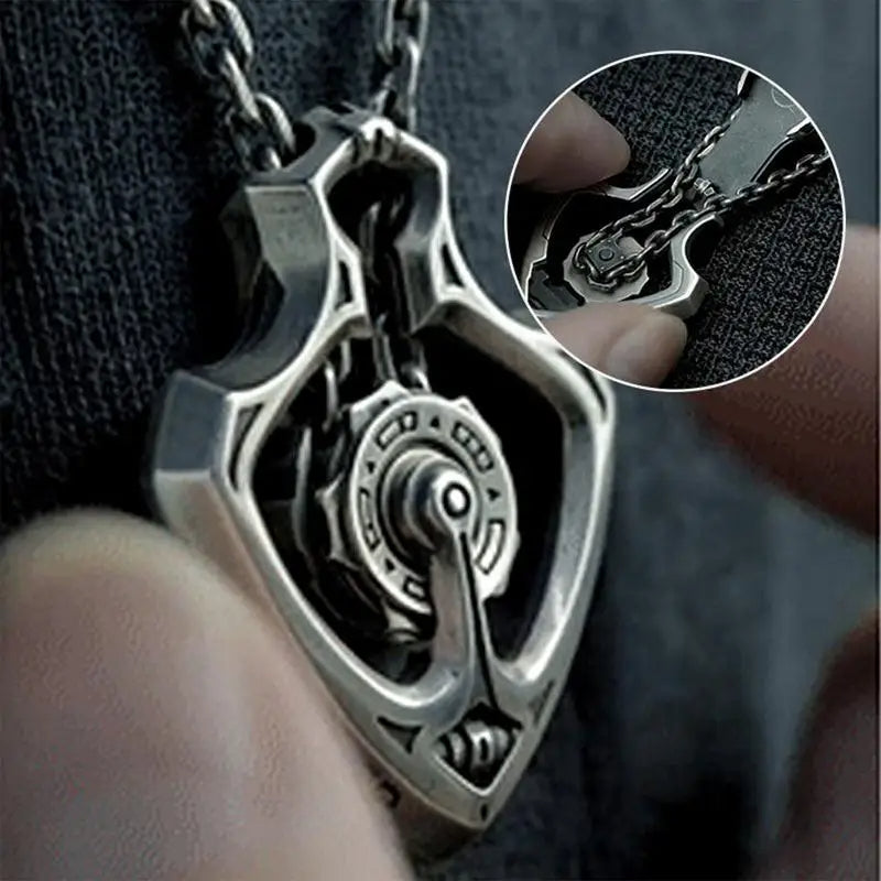 Mechanical Rotating Gear Vintage Necklace