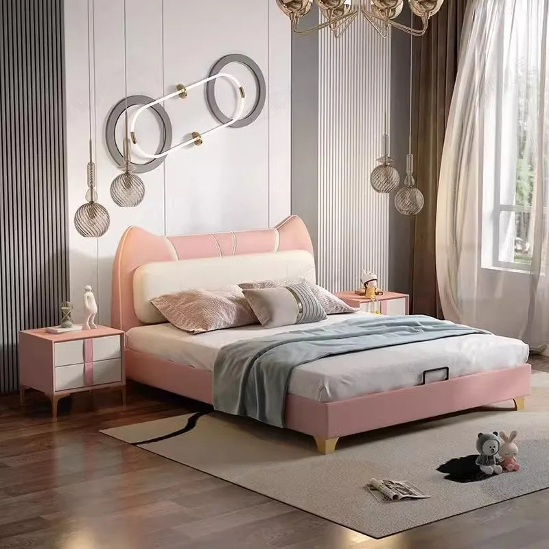 Fancy Cat Leather Modern Kids Bed