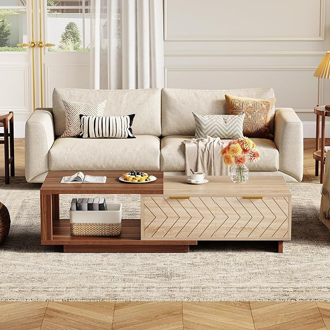 Urban Lift Extendable Wooden Hidden Storage Coffee Table