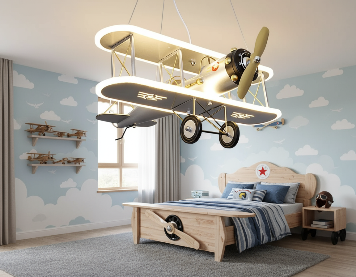 Vintage Plane Fun Bedroom Ceiling Lamp