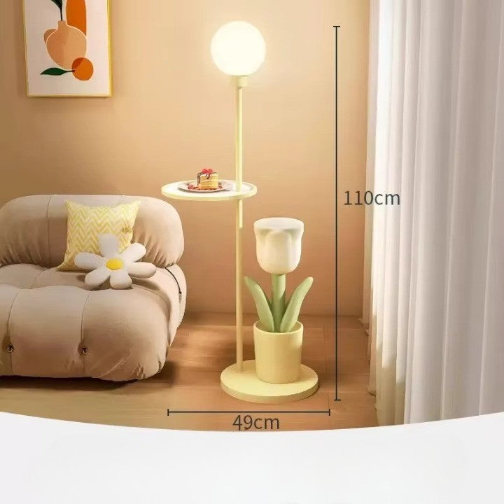 Tulip Blossom Flower Integrated Nightstand Floor Lamp
