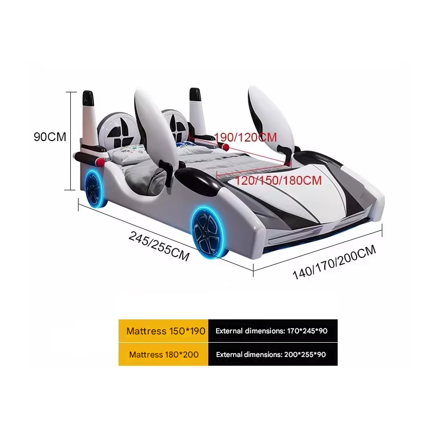 Speed Race Car LED Light Kids Bed